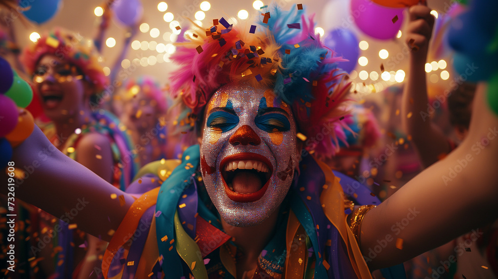 Woman smiling at a fair with colorful balloons and festive background. Young woman amidst a carnival, delighted by the spectrum of colors and festivities. happy woman standing at the amusement park. Woman smiling at a fair with colorful balloons and festive background. Young woman amidst a carnival, delighted by the spectrum of colors and festivities. happy woman standing at the amusement park.