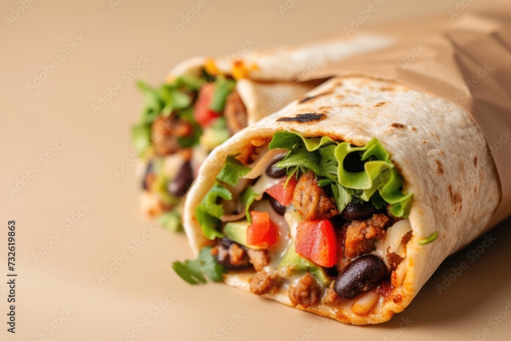 Mexican burrito with beef and vegetables Mexican burrito with beef and vegetables