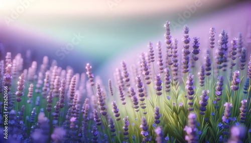 Tranquil Lavender Field at Sunset  Serenity Concept