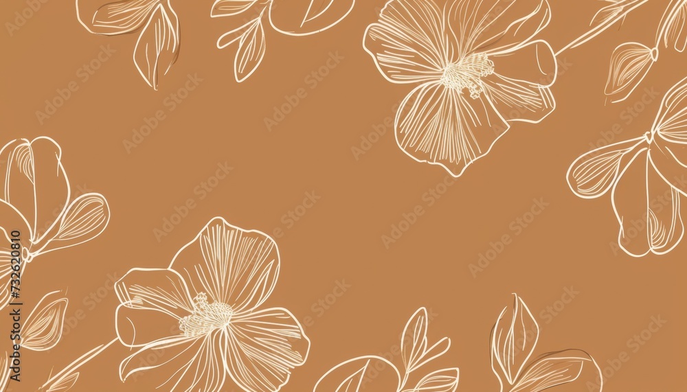 floreal background line outline minimal, Elegant floral line art on a creamy beige background, floreal background line outline minima floreal background line outline minimal, Elegant floral line art on a creamy beige background, floreal background line outline minima