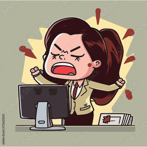 A cranky girl with a laptop