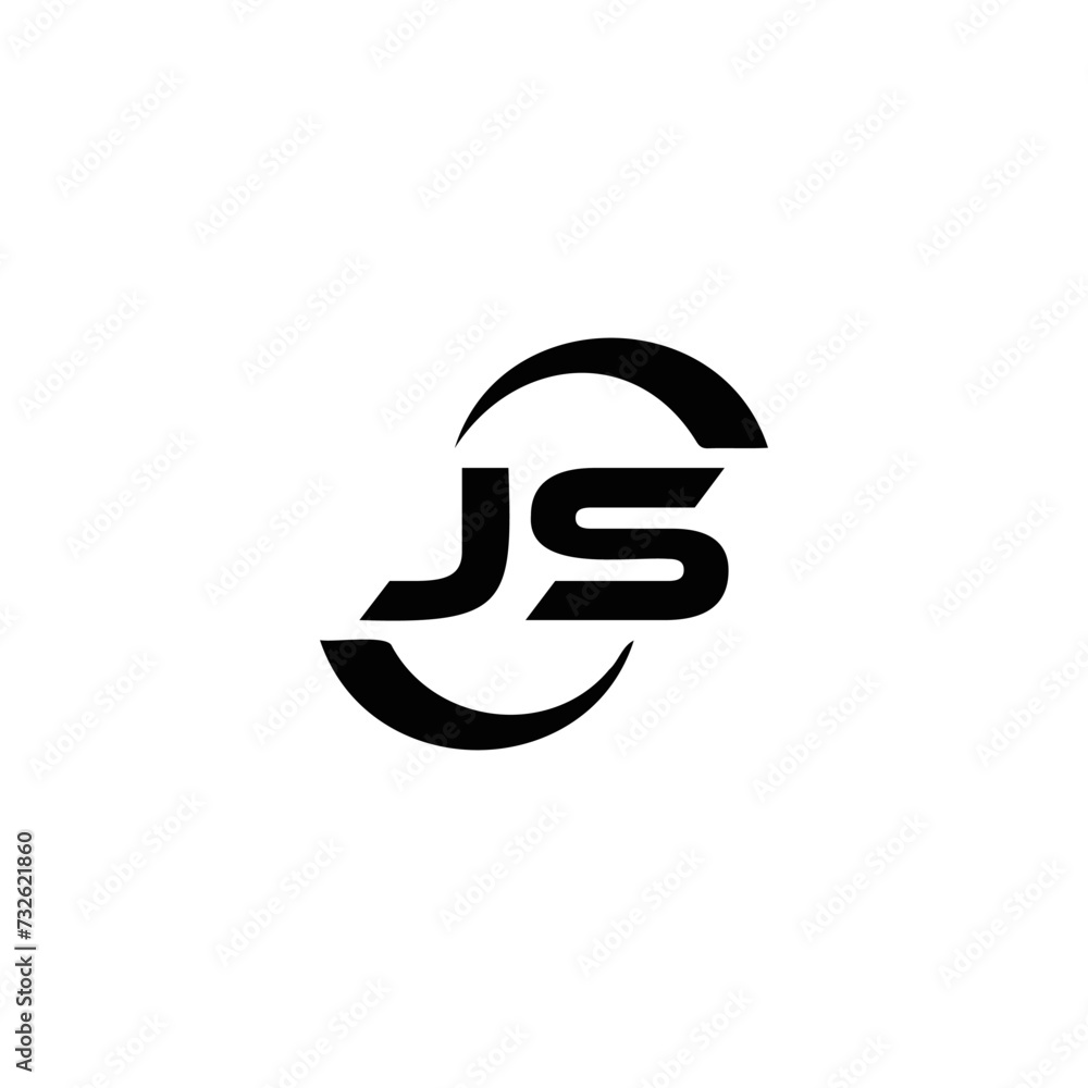 Obraz premium JS logo. JS set , J S design. White JS letter. JS, J S letter logo design. Initial letter JS letter logo set, linked circle uppercase monogram logo. J S letter logo vector design. 