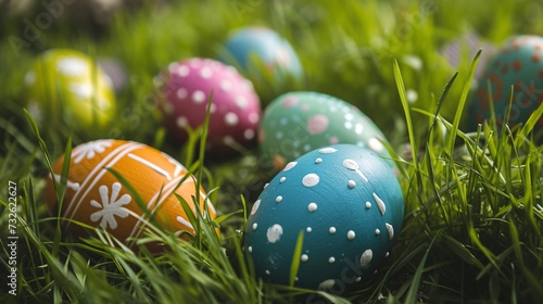 colorful eggs in the grass
