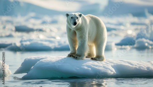 Majestic Polar Bear on Iceberg  Wildlife Conservation Concept