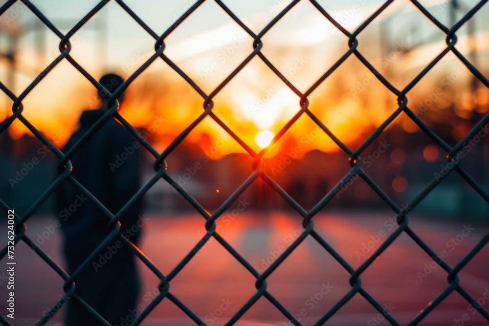 Silhouette of Person at Sunset, Urban Serenity Concept Silhouette of Person at Sunset, Urban Serenity Concept