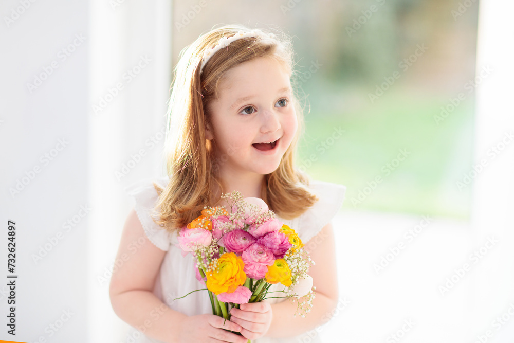 Little girl with flower bouquet Little girl with flower bouquet