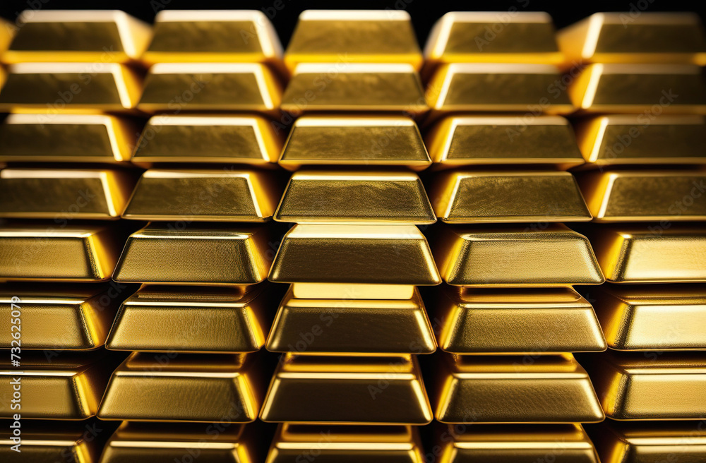 Obraz premium Shiny gold bars. Background for finance banking concept. Generated with AI