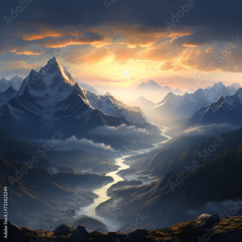 Mountain landscape at sunset © Luca