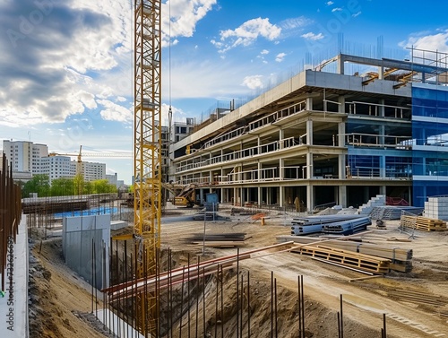 Modern Construction Site with Clear Sky