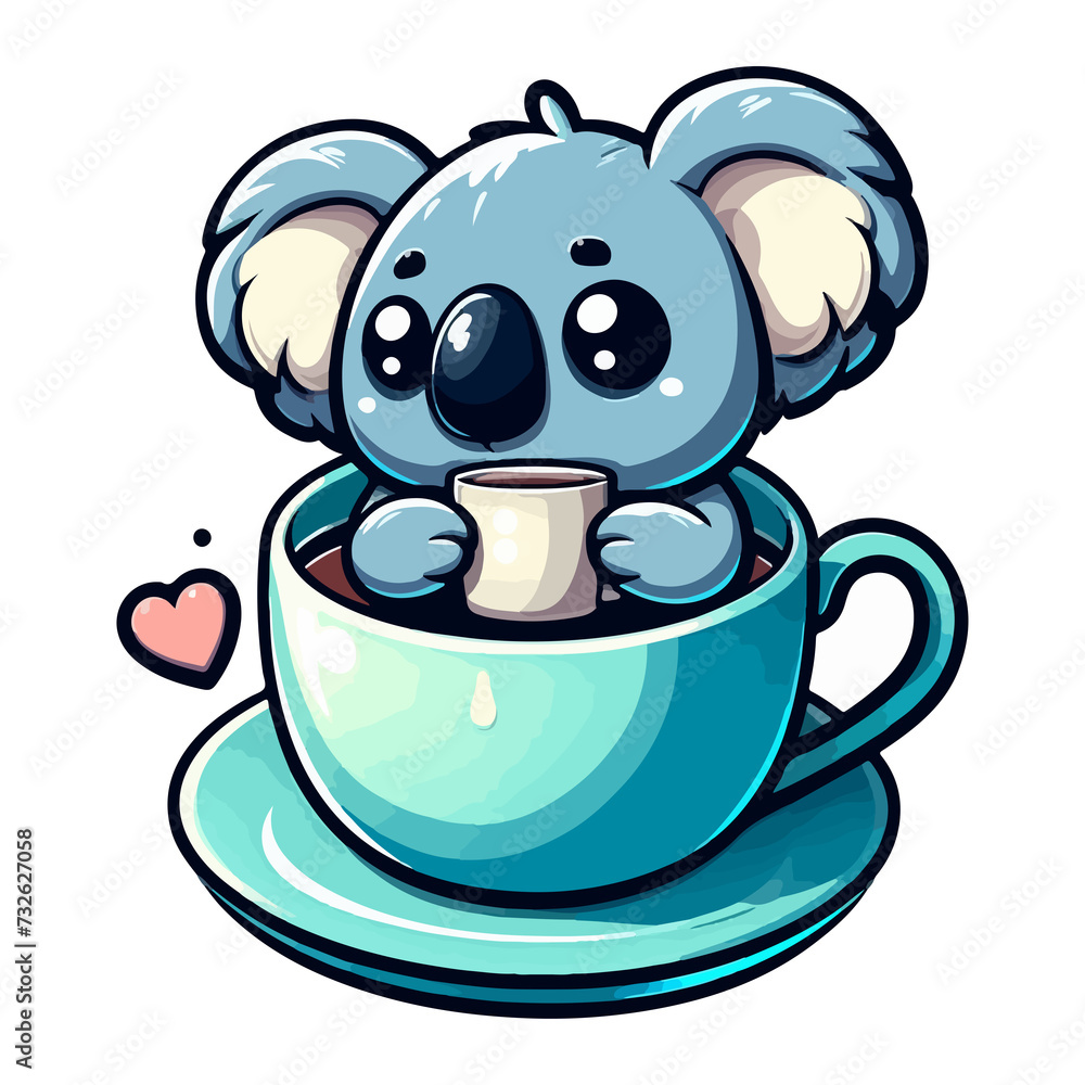 koala in a tea cup illustration koala in a tea cup illustration