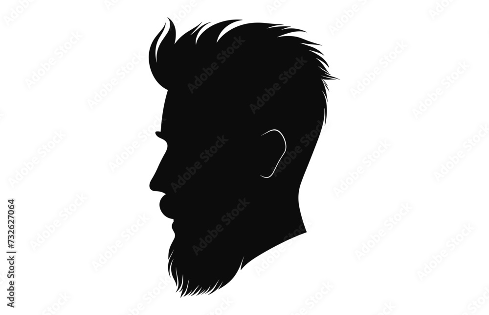 A haircut with beard vector black silhouette isolated on a white background
