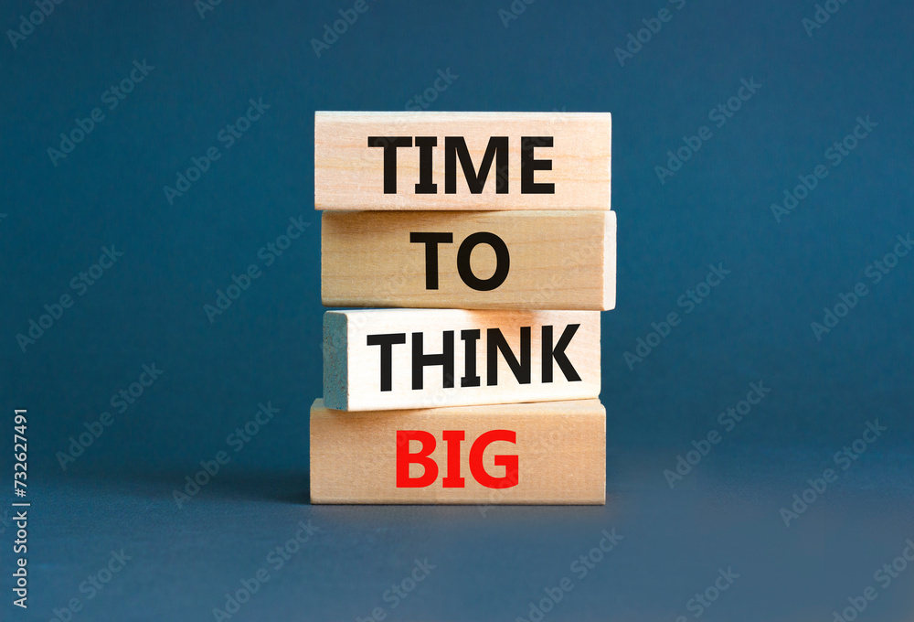 Time to think big symbol. Concept words Time to think big on beautiful wooden block. Beautiful grey table grey background. Business and time to think big concept. Copy space. Time to think big symbol. Concept words Time to think big on beautiful wooden block. Beautiful grey table grey background. Business and time to think big concept. Copy space.
