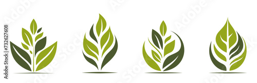 green sprout icons. eco friendly, bio and organic symbol. vector illustration in flat design