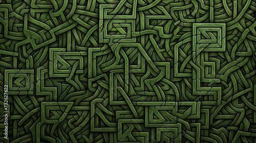 Intricate green celtic patterns background for design projects and decorative purposes photo