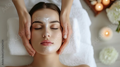 a woman receiving a face massage