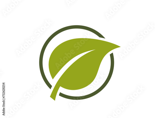 Eco icon. leaf in a circle. leaf and organic symbol. vector image in flat design