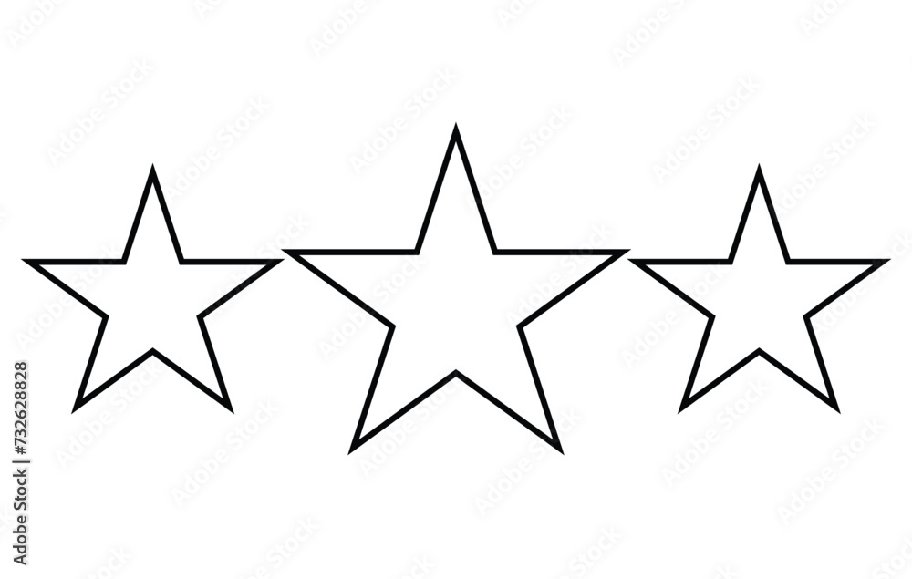 Three star stroke style isolated vector element. Positive feedback icon ...