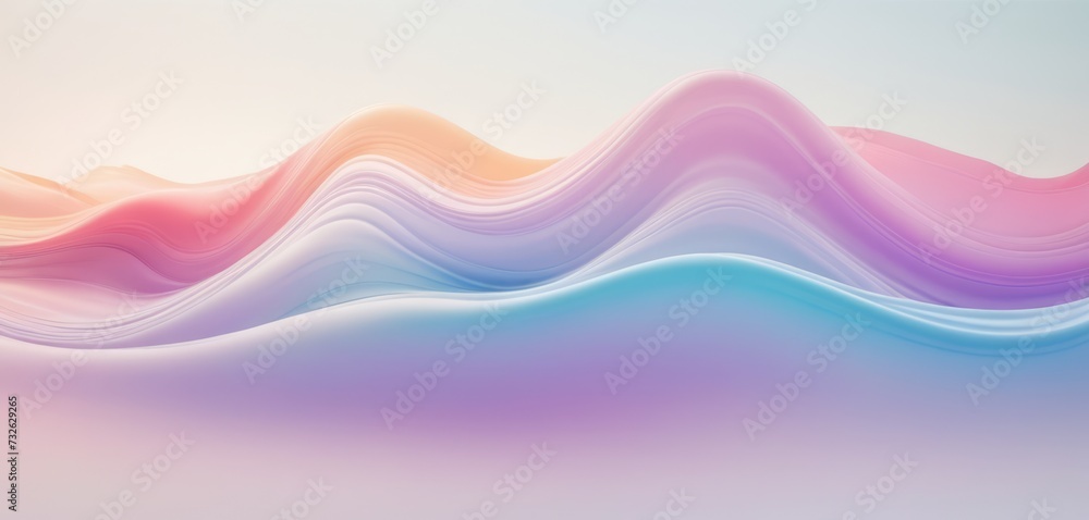 Fototapeta premium Gradient hills in pastel colors. Volumetric gradient shapes.