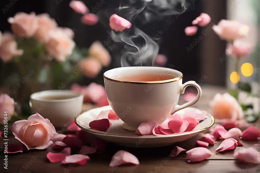 cup of coffee with rose