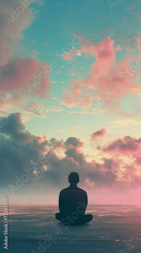 person meditating on the beach