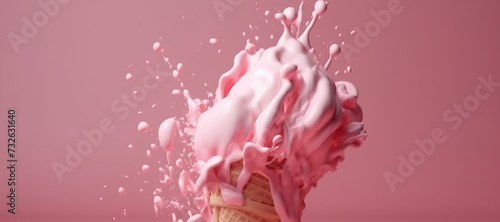 splash wave of strawberry milk ice cream cone 6