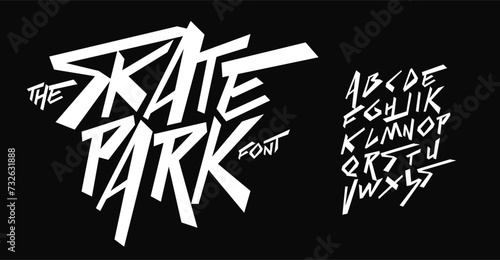 Cool street art font dynamic graffiti font for modern bold marker logo, spirited expressive headline, youth urban vibe. Art typographic design. Vector typeset photo
