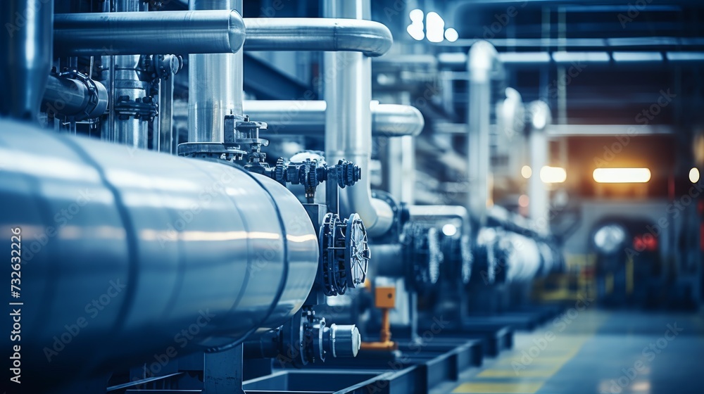 Machinery and steam turbine at a power plant background Machinery and steam turbine at a power plant background