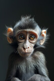Studio shot of a cute looking monkey with funny facial expression - Generative AI