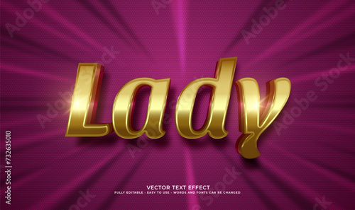 Vector text gold lady with 3d style effect