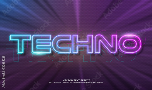 Vector text techno with 3d style effect