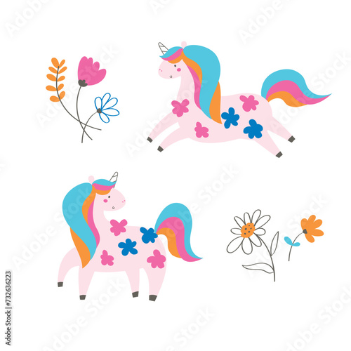 cute unicorn vector print design