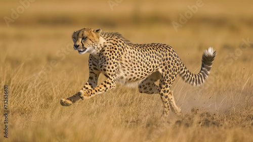 Cheetah running on African savannah