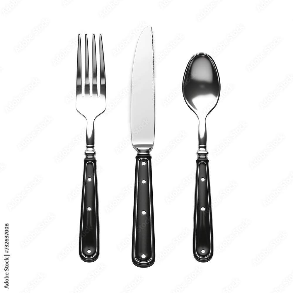 Knife, fork and spoon isolated on transparent background Knife, fork and spoon isolated on transparent background