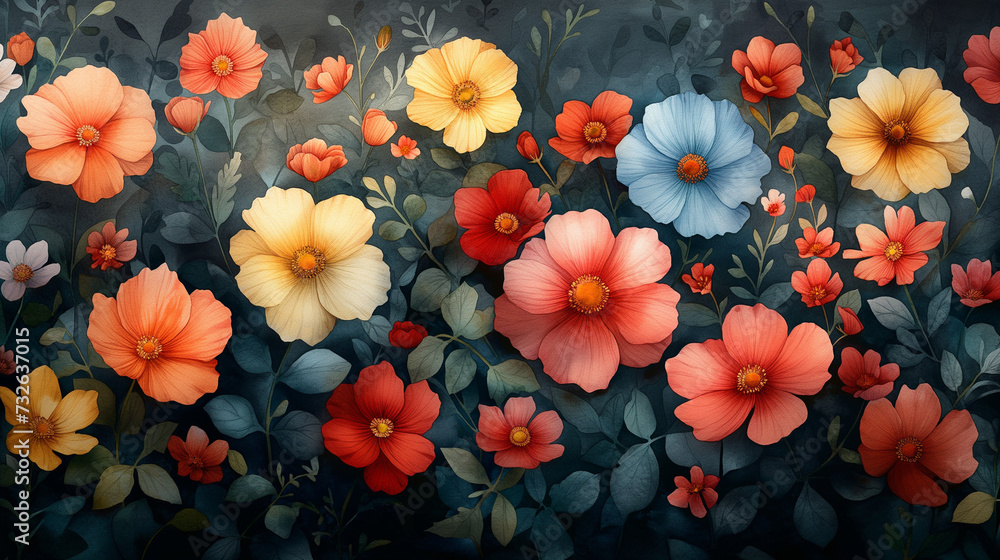 Assorted patterns of forest flowers Assorted patterns of forest flowers