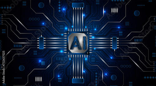 AI or artificial intelligence symbol. futuristic advanced artificial intelligence technology circuit board concept	
