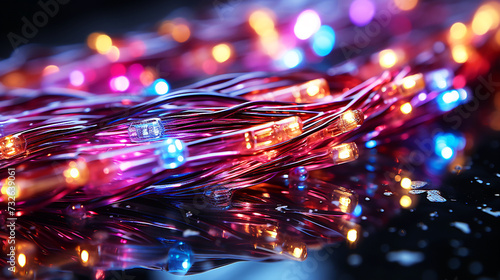 Colorful connection of cable technology wires