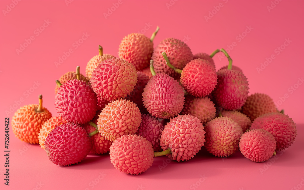 Fresh Lychee Fruits with Leaves Fresh Lychee Fruits with Leaves