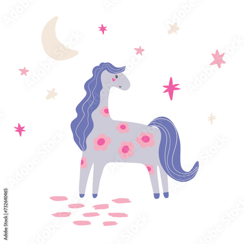 cute baby unicorn vector print