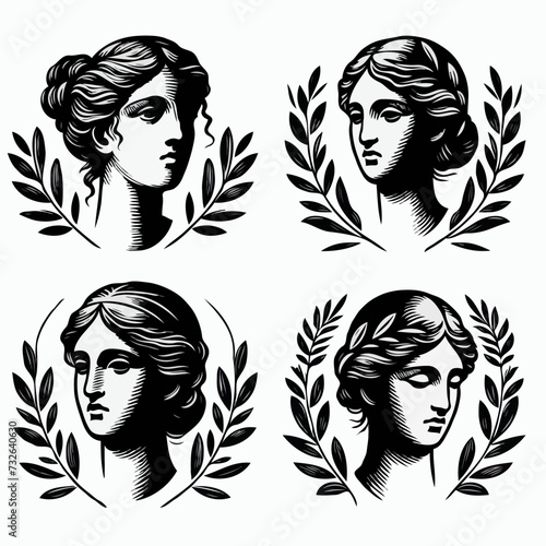 Woman head from roman times with olive