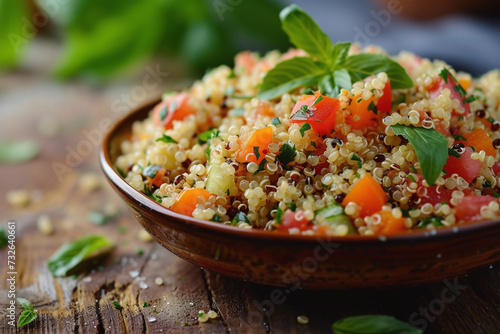 Quinoa dish with vegetables, diet cereal, rice substitute photo
