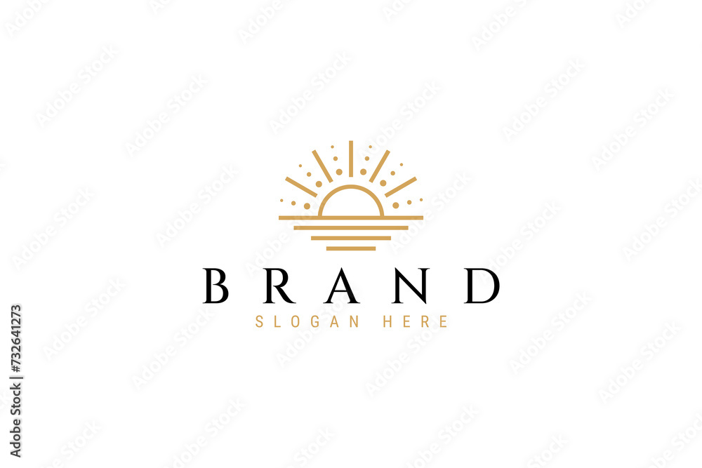 Sunset wave Monoline line art Logo Template. Universal Creative Premium Symbol. Vector illustration Sunset wave Monoline line art Logo Template. Universal Creative Premium Symbol. Vector illustration