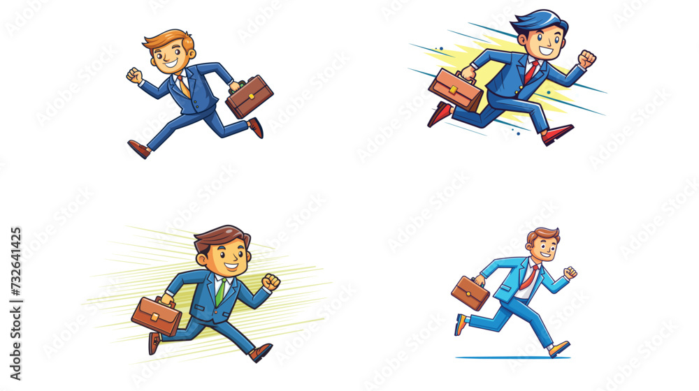 Animated Businessmen in a Rush Illustration Series