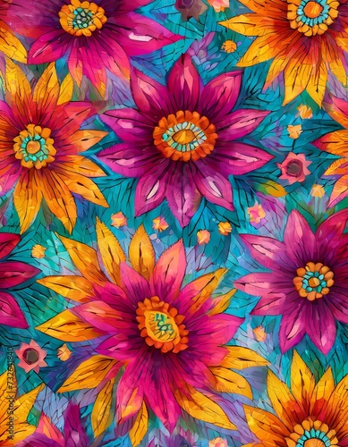 flower power hippie pattern, textures and landscapes, psychedelic, waves, flowers, 60s, flower patterns