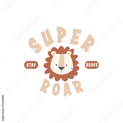 cute little lion college vector print