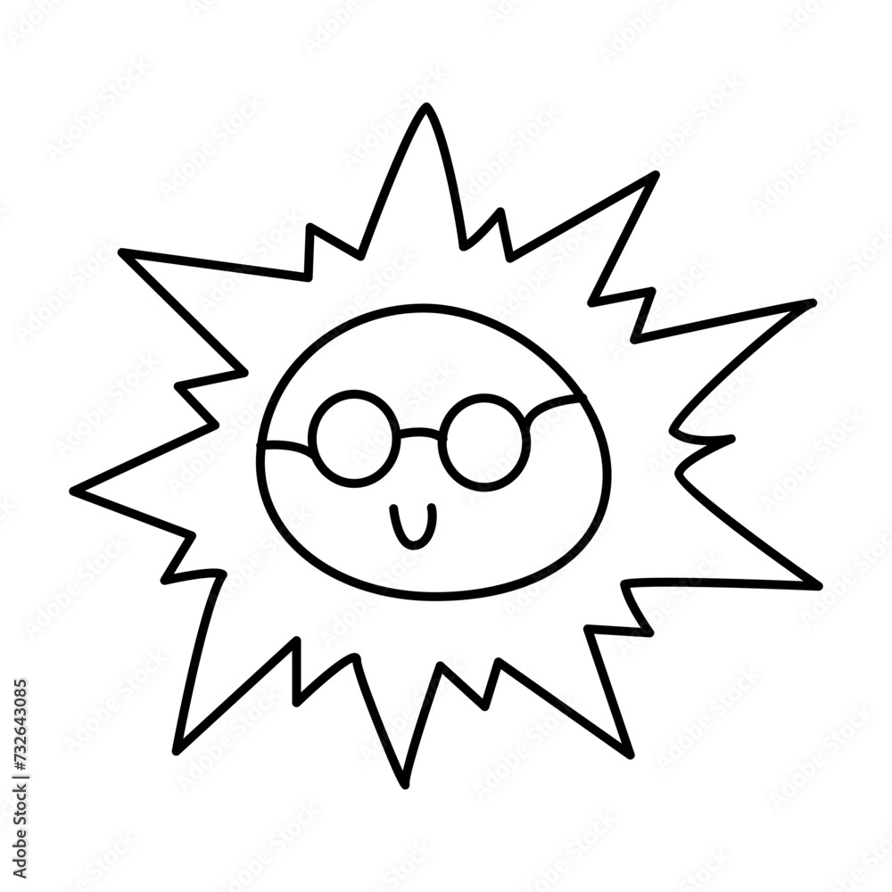 Sun icon using a hand-drawn style. Sun icon in line style Sun icon using a hand-drawn style. Sun icon in line style