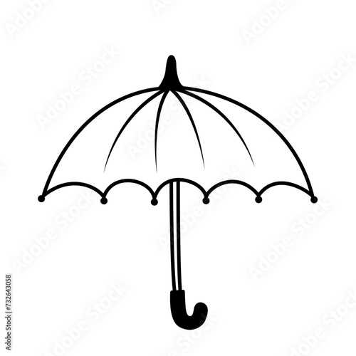 Umbrella icon using a hand-drawn style. 
Umbrella icon in line style