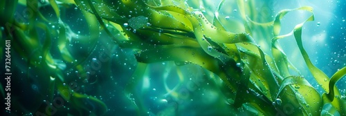 Underwater Seaweed and Fish in Cosmetic Background Generative AI