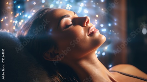 Woman Relaxing with Healing Energy Massage at Luxury Resort Generative AI