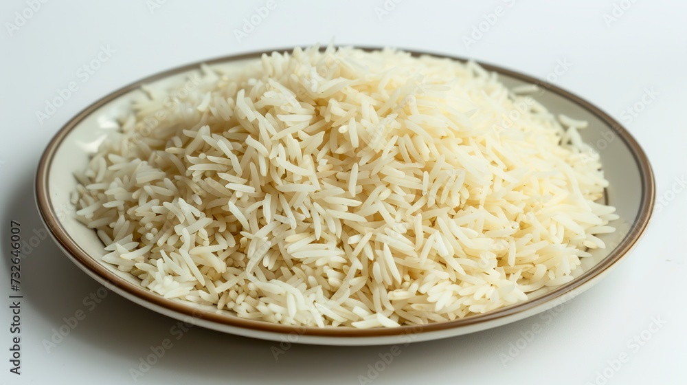 A simple plate of food displays a portion of white rice. Scarce food on a basic meal plate in culinary simplicity. Rice as a staple food. A simple plate of food displays a portion of white rice. Scarce food on a basic meal plate in culinary simplicity. Rice as a staple food.