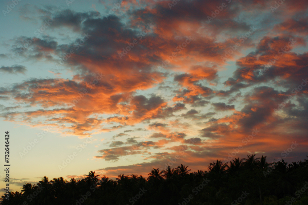 Picturesque sunset on the Maldivian island Picturesque sunset on the Maldivian island
